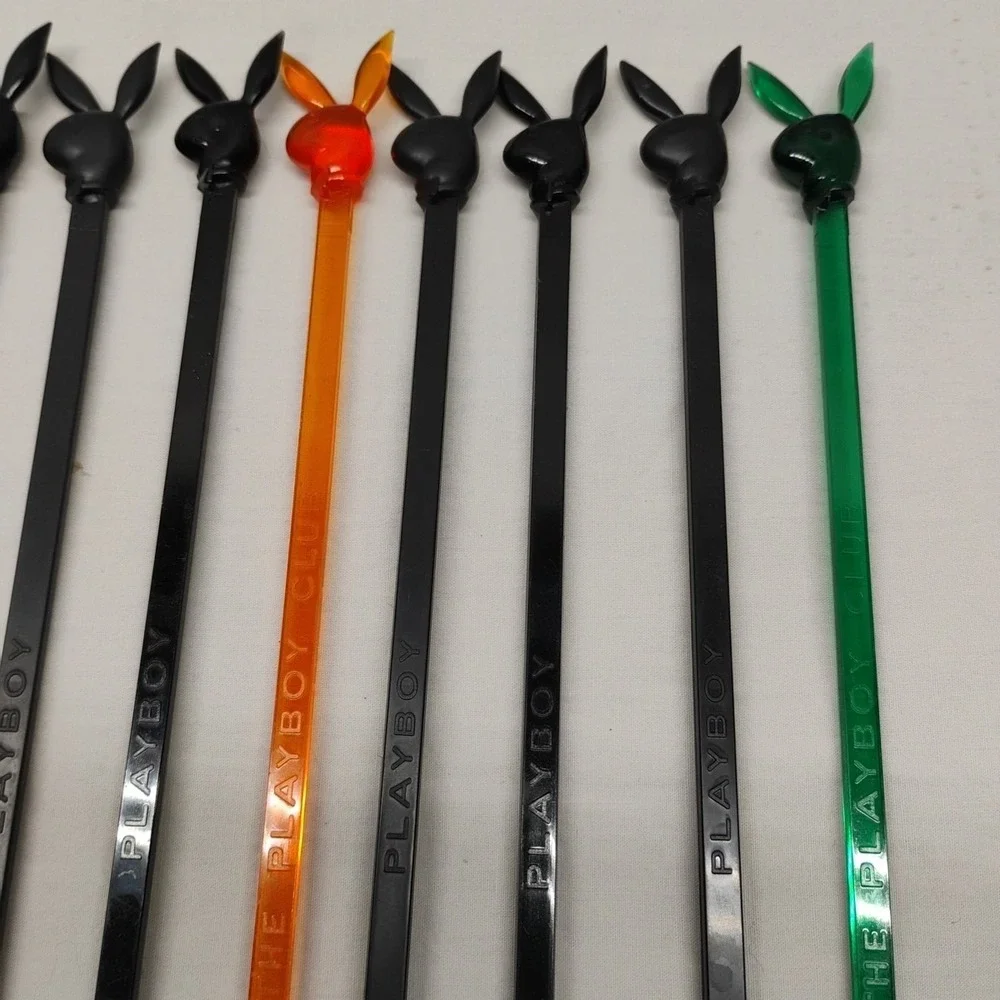 12 Vtg Plastic Swizzle Sticks Playboy‎ Club Orange Black Green White Advertising